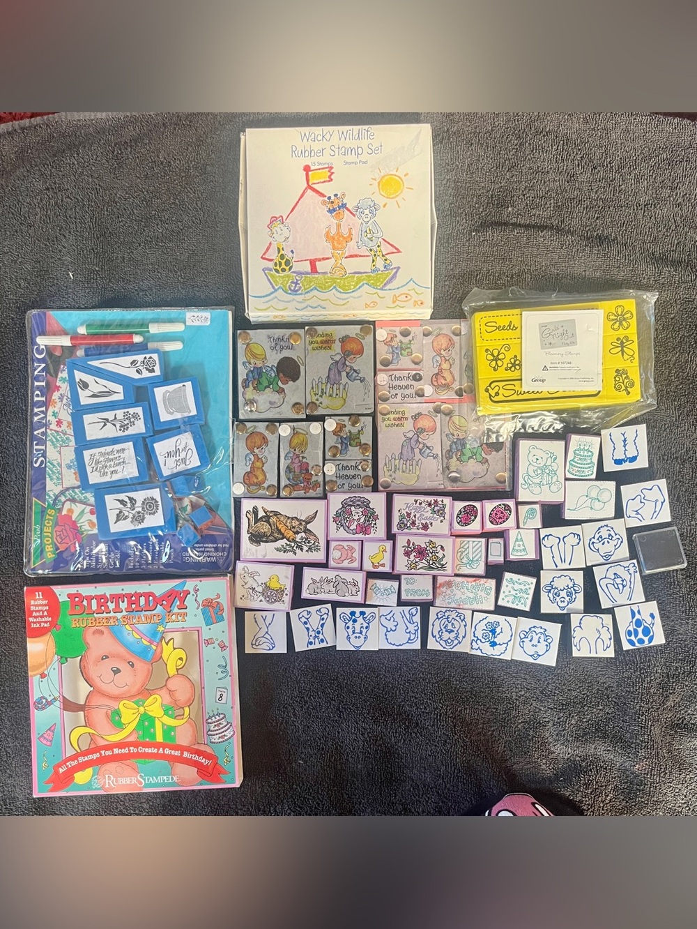 Rubber Stamp Lot Precious Moments, Birthday, Wildlife, Easter